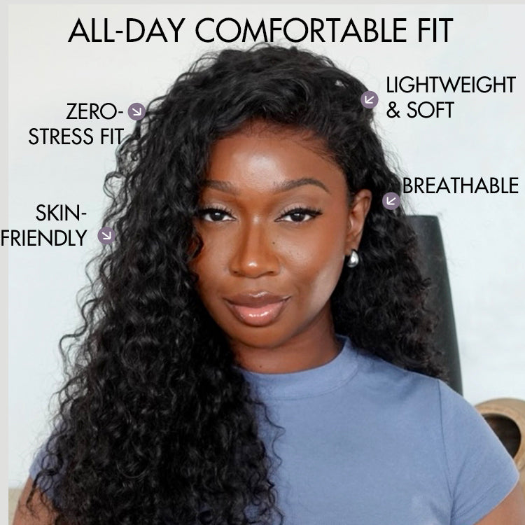 Glueless HD Lace Curly T-Part Lace Human Hair Wig - Blonde | 10"-28"