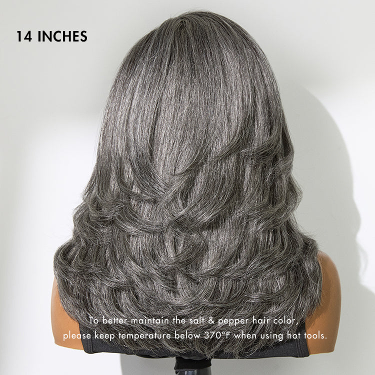 Glueless HD Lace Layered T-Part Lace Human Hair Wig - Grey | 8"-14"