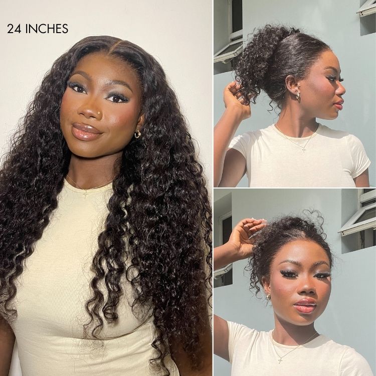 Glueless HD Lace Curly T-Part Lace Human Hair Wig - Blonde | 10"-28"