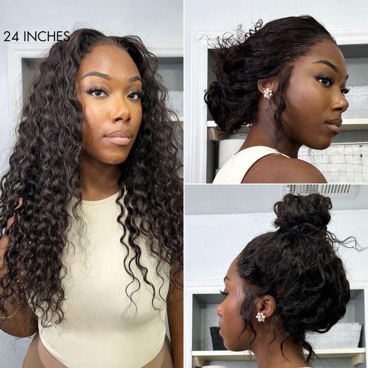Glueless Curly T-Part Lace Human Hair Wig - Blonde | 10"-28"