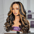 Glueless HD Lace Body Wave T-Part Lace Human Hair Wig - Highlight | 10"-28"