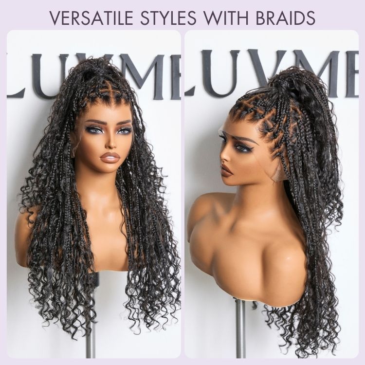 Braided Full Lace Human Hair Wig - Grey | 10"-28"