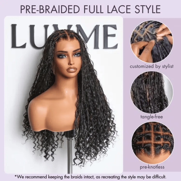 Braided Full Lace Human Hair Wig - Grey | 10"-28"