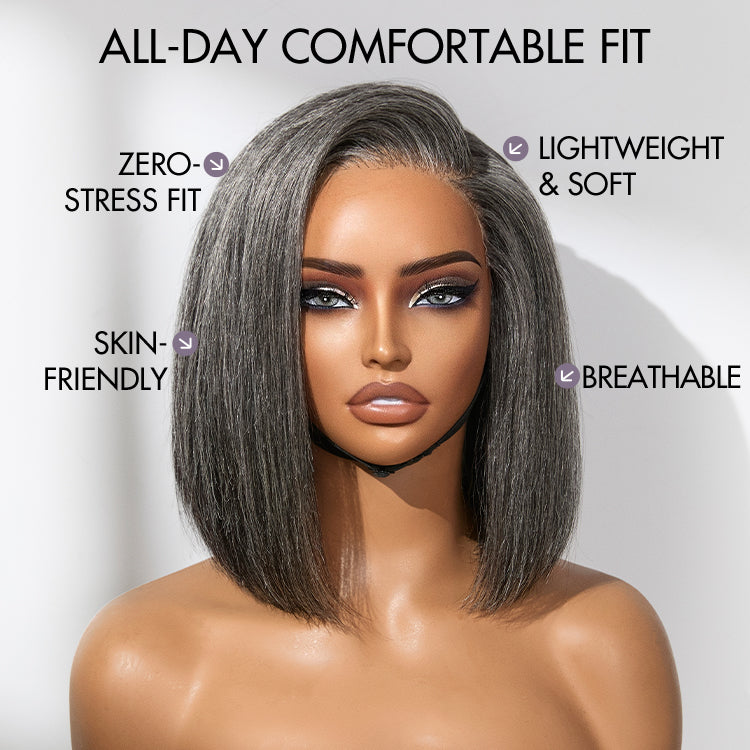 Glueless HD Lace Bob T-Part Lace Human Hair Wig - Grey | 8"-14"