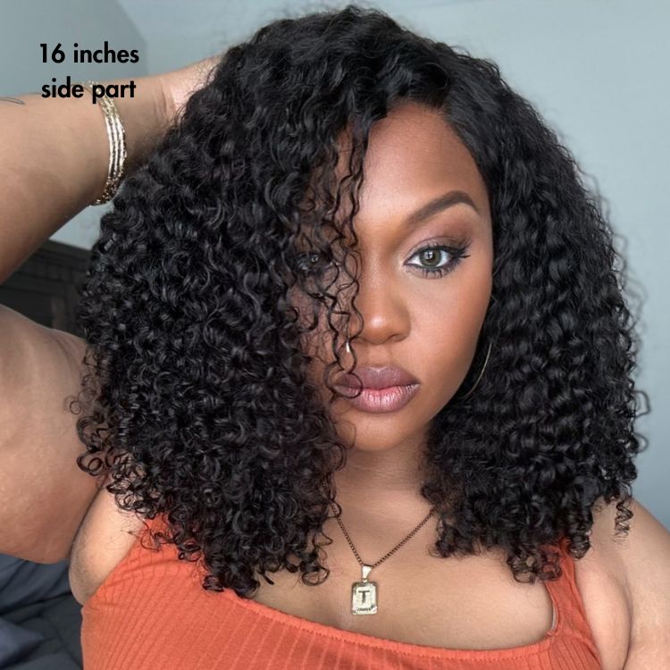 Glueless HD Lace Curly T-Part Lace Human Hair Wig - Grey | 10"-28"
