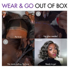 Glueless Loose Wave T-Part Lace Human Hair Wig - Grey | 8"-14"