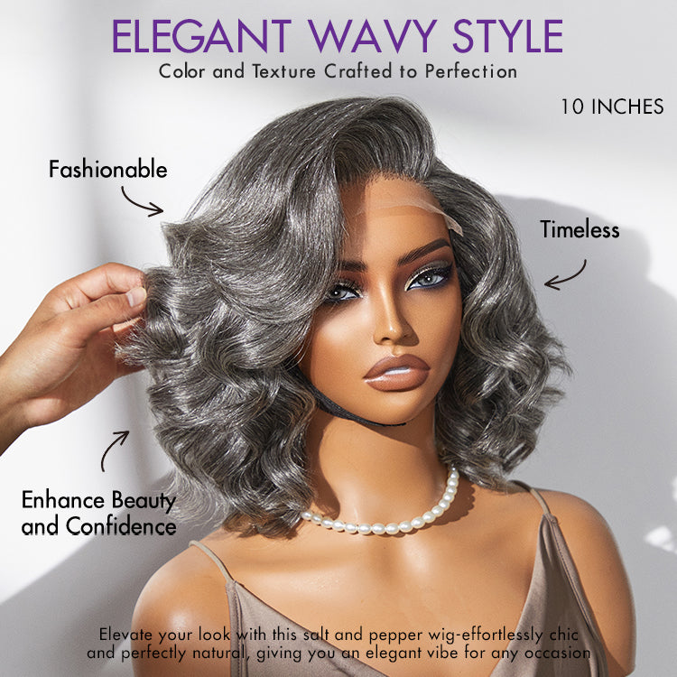 Glueless HD Lace Bob T-Part Lace Human Hair Wig - Grey | 8"-14"