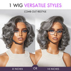 Glueless HD Lace Bob T-Part Lace Human Hair Wig - Grey | 8"-14"