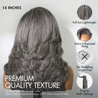 Glueless HD Lace Layered T-Part Lace Human Hair Wig - Grey | 10"-28"