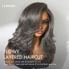 Glueless HD Lace Layered T-Part Lace Human Hair Wig - Grey | 10"-28"