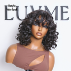 Glueless Bob T-Part Lace Human Hair Wig with Bangs | 8"-14"