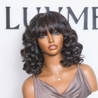 Glueless Bob T-Part Lace Human Hair Wig with Bangs | 8"-14"