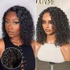 Glueless Curly T-Part Lace Human Hair Wig - Red | 8"-14"