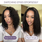 Glueless Curly T-Part Lace Human Hair Wig - Red | 8"-14"