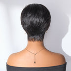 Glueless Pixie Human Hair Wig - Grey with Bangs | 8"-14"