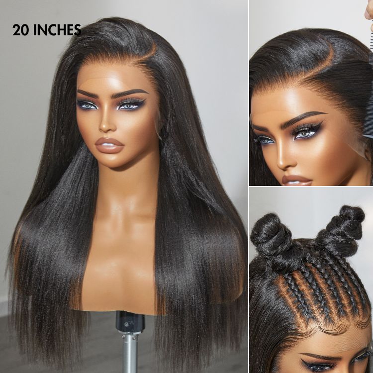 Glueless HD Lace Kinky Straight T-Part Lace Human Hair Wig - Blonde | 10"-28"
