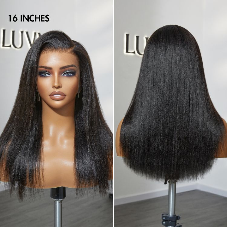 Glueless HD Lace Kinky Straight T-Part Lace Human Hair Wig - Blonde | 10"-28"