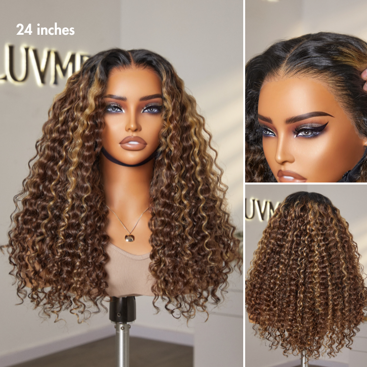 Glueless HD Lace Curly T-Part Lace Human Hair Wig - Blonde | 10"-28"
