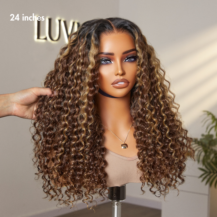 Glueless HD Lace Curly T-Part Lace Human Hair Wig - Blonde | 10"-28"