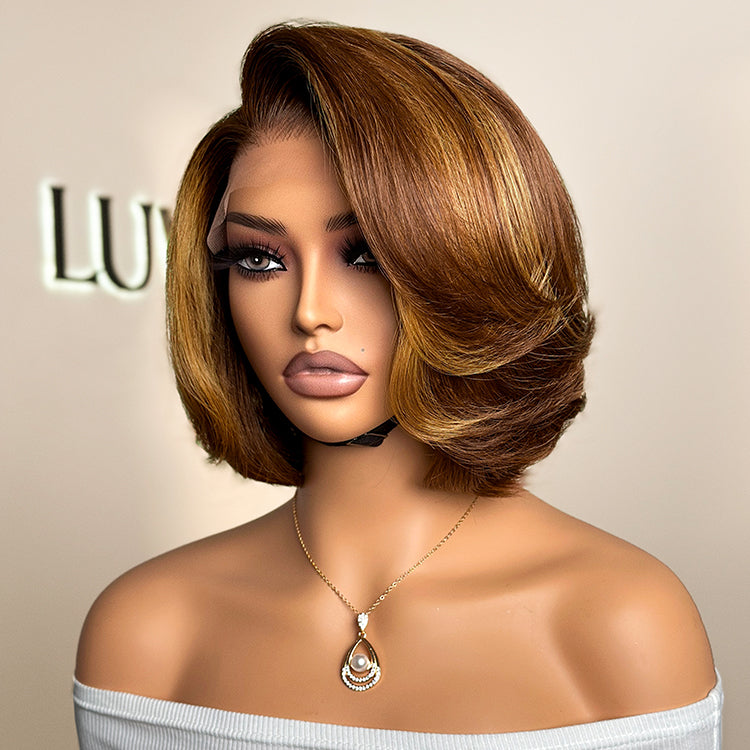 Glueless Layered 5X5 Closure Human Hair Wig - Red | 8"-14"