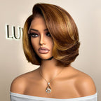 Glueless Layered 5X5 Closure Human Hair Wig - Red | 8"-14"