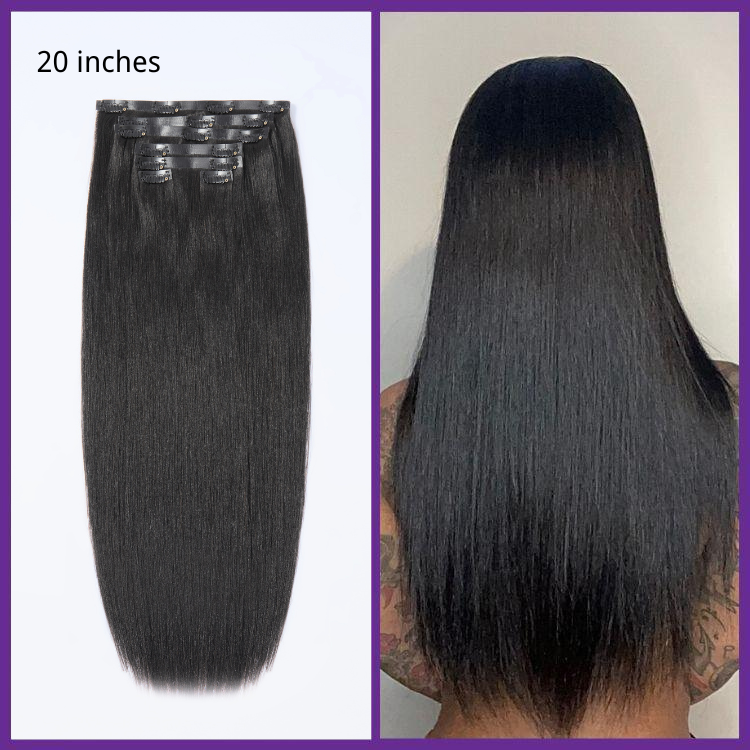 Kinky Straight Human Hair Wig - Grey with Bangs | 10"-28"