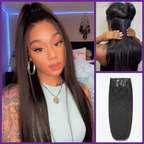 Kinky Straight Human Hair Wig - Grey with Bangs | 10"-28"