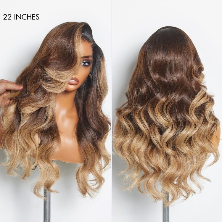 Glueless HD Lace Body Wave T-Part Lace Human Hair Wig - Blonde | 10"-28"