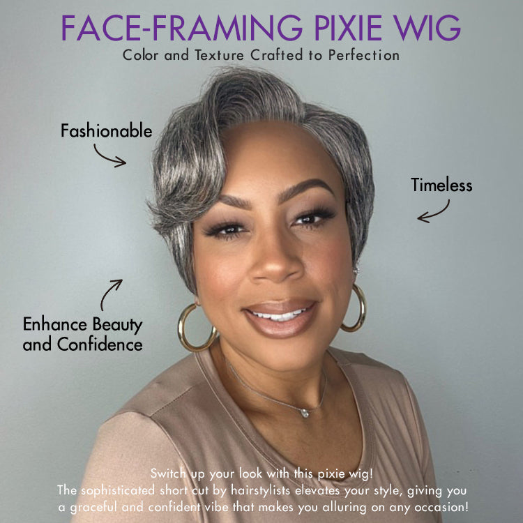 Glueless HD Lace Pixie T-Part Lace Human Hair Wig - Grey | 8"-14"