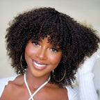Glueless Curly Human Hair Wig with Bangs | 10"-28"