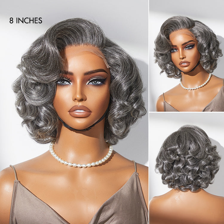 Glueless HD Lace Bob T-Part Lace Human Hair Wig - Grey | 8"-14"