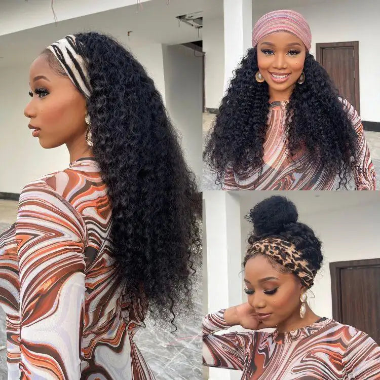 Glueless Curly Headband Human Hair Wig | 8"-14"