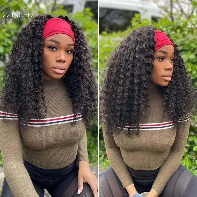 Glueless Curly Headband Human Hair Wig | 8"-14"