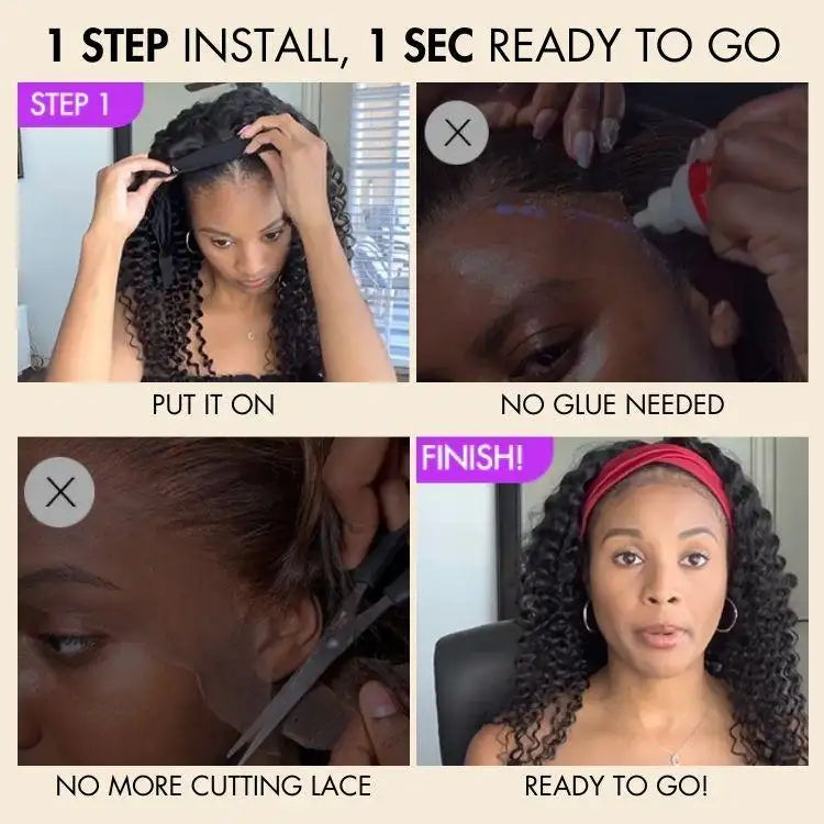 Loose Wave Headband Human Hair Wig | 10"-28"