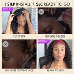 Glueless Curly Headband Human Hair Wig | 8"-14"