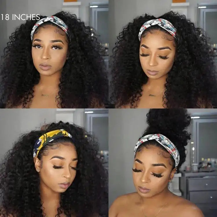 Glueless Curly Headband Human Hair Wig | 8"-14"