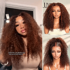 Glueless Curly T-Part Lace Human Hair Wig - Red 180% Density | 10"-28"