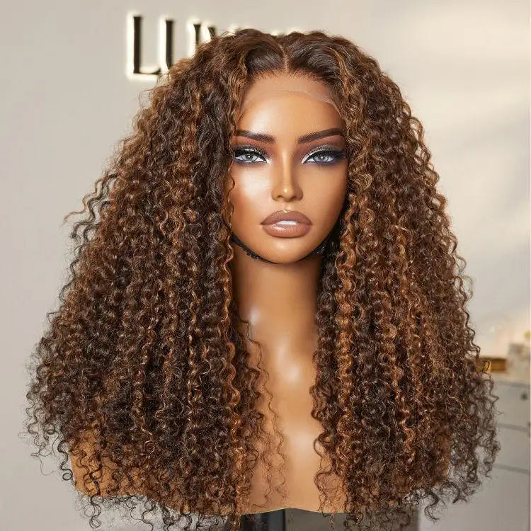 Glueless Curly T-Part Lace Human Hair Wig - Red 180% Density | 10"-28"