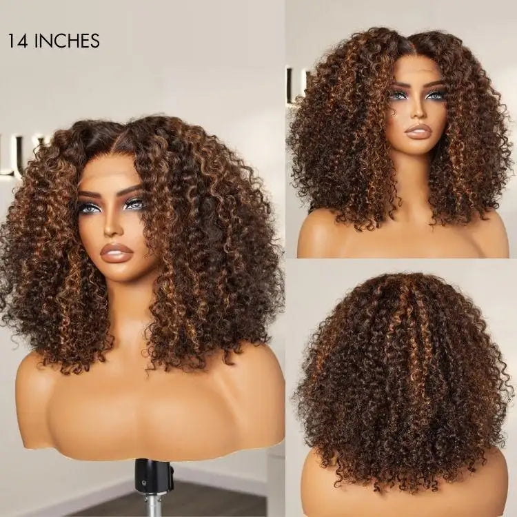 Glueless Curly T-Part Lace Human Hair Wig - Red 180% Density | 10"-28"