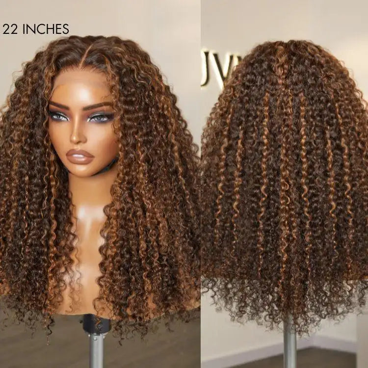 Glueless Curly T-Part Lace Human Hair Wig - Red 180% Density | 10"-28"