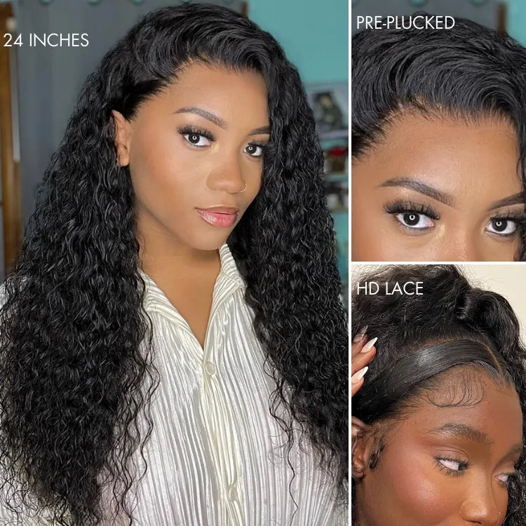 Glueless HD Lace Curly T-Part Lace Human Hair Wig 180% Density | 8"-14"
