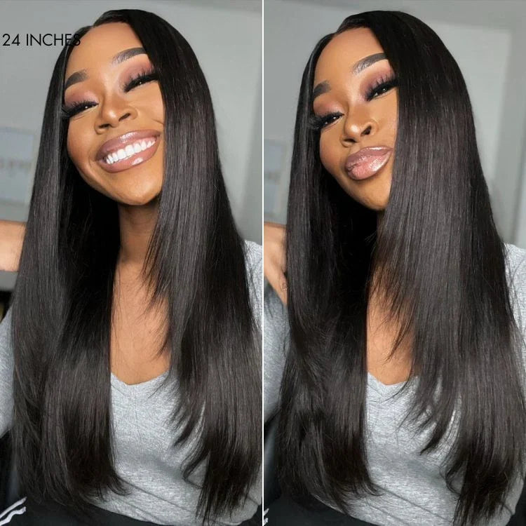 Glueless Layered 5X5 Closure Human Hair Wig - Red Pre-Plucked 180% Density | 10"-28"