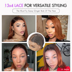 Glueless Bob 13X4 Frontal Human Hair Wig - Red | 8"-14"