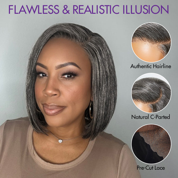 Glueless HD Lace Bob T-Part Lace Human Hair Wig - Grey | 8"-14"