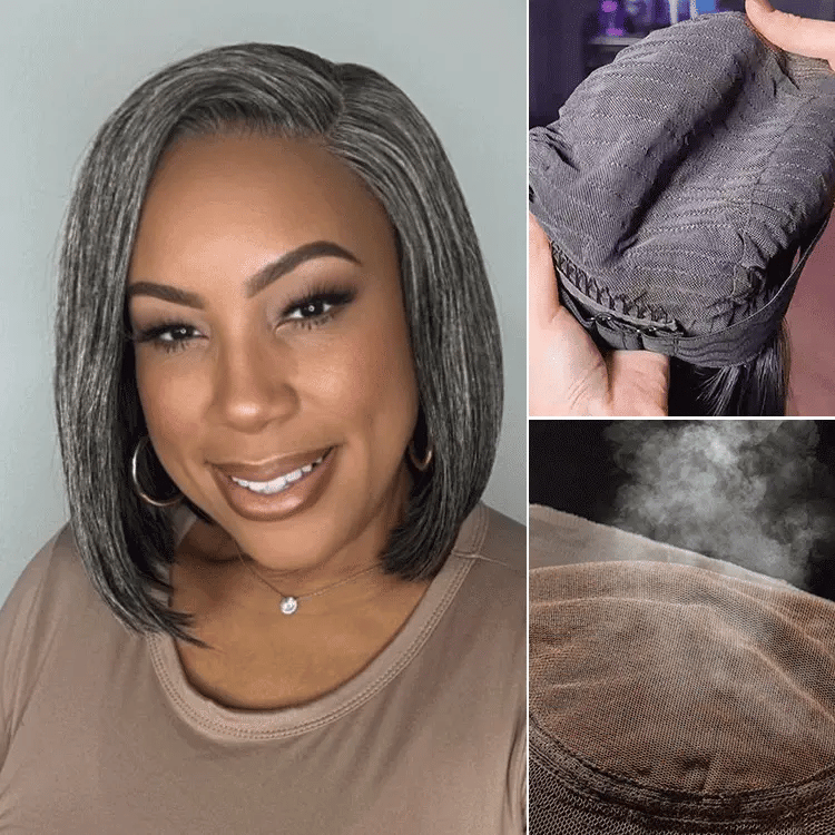 Glueless HD Lace Bob T-Part Lace Human Hair Wig - Grey | 8"-14"