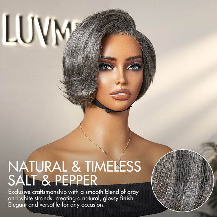 Glueless HD Lace Pixie T-Part Lace Human Hair Wig - Grey | 8"-14"