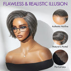 Glueless HD Lace Pixie T-Part Lace Human Hair Wig - Grey | 8"-14"
