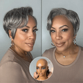 Glueless HD Lace Pixie T-Part Lace Human Hair Wig - Grey | 8"-14"