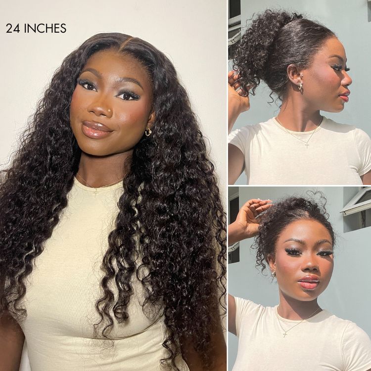 Glueless Curly T-Part Lace Human Hair Wig - Blonde | 10"-28"