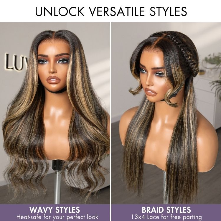 Glueless Straight T-Part Lace Human Hair Wig - Highlight | 10"-28"